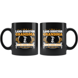 Land Surveyor Grandma Black Coffee Mug Gift