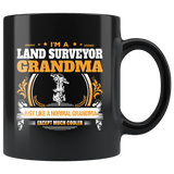 Land Surveyor Grandma Black Coffee Mug Gift