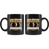 Land Surveyor Husband Black Coffee Mug Gift