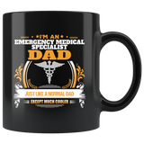Emergency Medical Specialist Dad Black Coffee Mug Gift