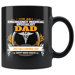 Emergency Medical Specialist Dad Black Coffee Mug Gift