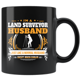 Land Surveyor Husband Black Coffee Mug Gift