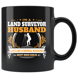Land Surveyor Husband Black Coffee Mug Gift