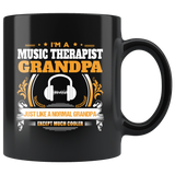 Music Therapist Grandpa Black Coffee Mug Gift