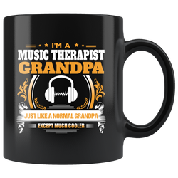 Music Therapist Grandpa Black Coffee Mug Gift
