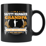 Safety Manager Grandpa Black Coffee Mug Gift