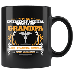 Emergency Medical Specialist Grandpa Black Coffee Mug Gift