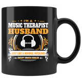 Music Therapist Husband Black Coffee Mug Gift