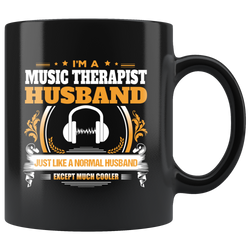Music Therapist Husband Black Coffee Mug Gift