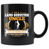 Land Surveyor Uncle Black Coffee Mug Gift