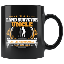 Land Surveyor Uncle Black Coffee Mug Gift