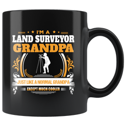 Land Surveyor Grandpa Black Coffee Mug Gift