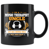 Music Therapist Uncle Black Coffee Mug Gift