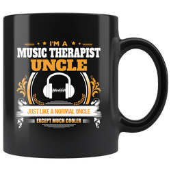 Music Therapist Uncle Black Coffee Mug Gift